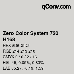 Farbcode: Zero Color System 720 - H168 | qconv.com