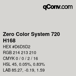 カラーコード: Zero Color System 720 - H168 | qconv.com