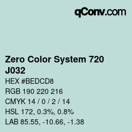 Code couleur: Zero Color System 720 - J032 | qconv.com