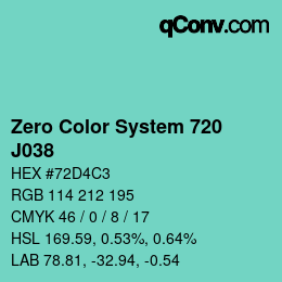 Code couleur: Zero Color System 720 - J038 | qconv.com