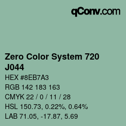 Code couleur: Zero Color System 720 - J044 | qconv.com