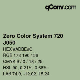 Color code: Zero Color System 720 - J050 | qconv.com