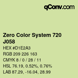 Code couleur: Zero Color System 720 - J058 | qconv.com