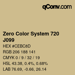 Code couleur: Zero Color System 720 - J099 | qconv.com