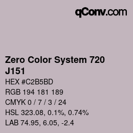 カラーコード: Zero Color System 720 - J151 | qconv.com