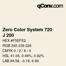 カラーコード: Zero Color System 720 - J 200 | qconv.com