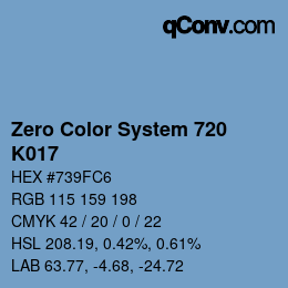 Code couleur: Zero Color System 720 - K017 | qconv.com