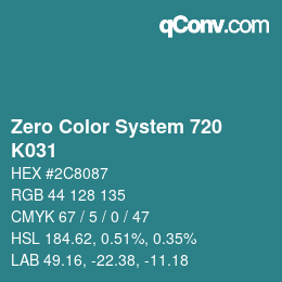 Code couleur: Zero Color System 720 - K031 | qconv.com