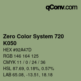 Código de color: Zero Color System 720 - K050 | qconv.com