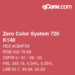 カラーコード: Zero Color System 720 - K140 | qconv.com