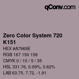 Code couleur: Zero Color System 720 - K151 | qconv.com