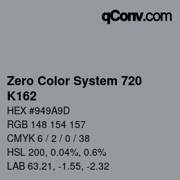 Code couleur: Zero Color System 720 - K162 | qconv.com