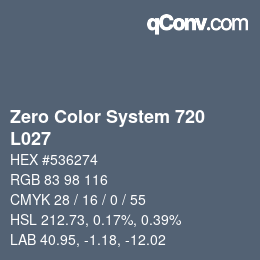 Code couleur: Zero Color System 720 - L027 | qconv.com