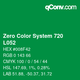 Code couleur: Zero Color System 720 - L052 | qconv.com