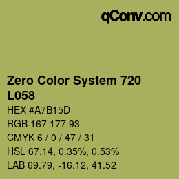 Code couleur: Zero Color System 720 - L058 | qconv.com