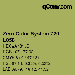 カラーコード: Zero Color System 720 - L058 | qconv.com