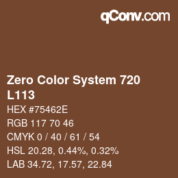 Code couleur: Zero Color System 720 - L113 | qconv.com