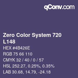 Color code: Zero Color System 720 - L148 | qconv.com