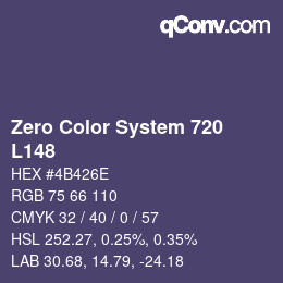 Code couleur: Zero Color System 720 - L148 | qconv.com
