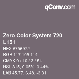 Code couleur: Zero Color System 720 - L151 | qconv.com