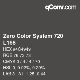 Code couleur: Zero Color System 720 - L168 | qconv.com