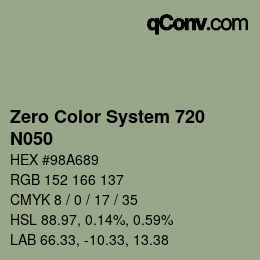 Code couleur: Zero Color System 720 - N050 | qconv.com