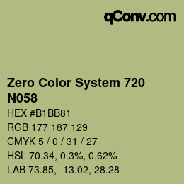 Code couleur: Zero Color System 720 - N058 | qconv.com