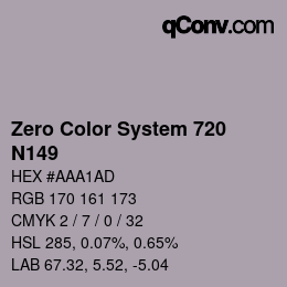 カラーコード: Zero Color System 720 - N149 | qconv.com