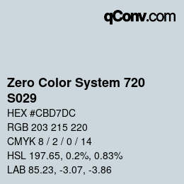 Code couleur: Zero Color System 720 - S029 | qconv.com