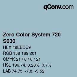 Code couleur: Zero Color System 720 - S030 | qconv.com