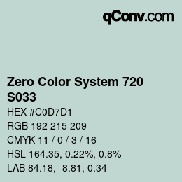 Code couleur: Zero Color System 720 - S033 | qconv.com