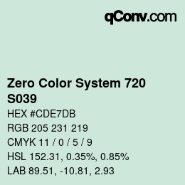 Color code: Zero Color System 720 - S039 | qconv.com