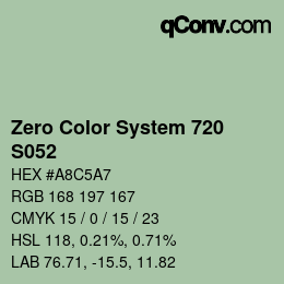 カラーコード: Zero Color System 720 - S052 | qconv.com