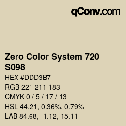 Color code: Zero Color System 720 - S098 | qconv.com