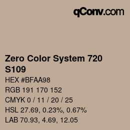 カラーコード: Zero Color System 720 - S109 | qconv.com