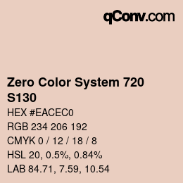Color code: Zero Color System 720 - S130 | qconv.com