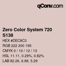 Code couleur: Zero Color System 720 - S138 | qconv.com