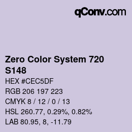 Code couleur: Zero Color System 720 - S148 | qconv.com
