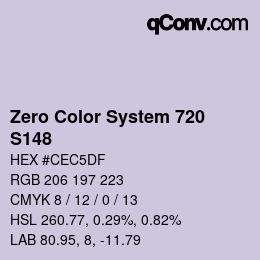 カラーコード: Zero Color System 720 - S148 | qconv.com