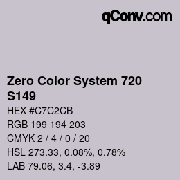 カラーコード: Zero Color System 720 - S149 | qconv.com