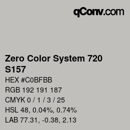 Code couleur: Zero Color System 720 - S157 | qconv.com
