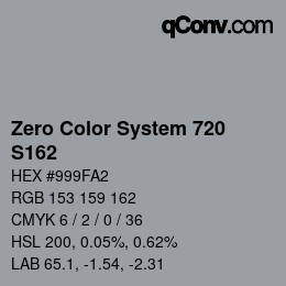 カラーコード: Zero Color System 720 - S162 | qconv.com