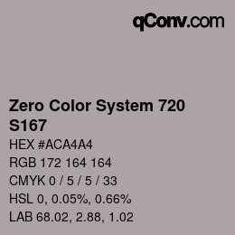 Code couleur: Zero Color System 720 - S167 | qconv.com