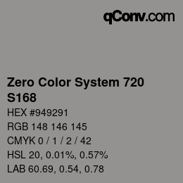 Color code: Zero Color System 720 - S168 | qconv.com