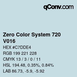 Code couleur: Zero Color System 720 - V016 | qconv.com