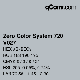 Code couleur: Zero Color System 720 - V027 | qconv.com