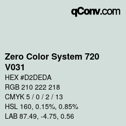 Code couleur: Zero Color System 720 - V031 | qconv.com