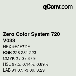 カラーコード: Zero Color System 720 - V033 | qconv.com