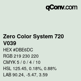 Code couleur: Zero Color System 720 - V039 | qconv.com