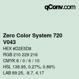 Code couleur: Zero Color System 720 - V043 | qconv.com